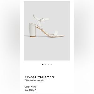 Stuart Weitzman Tibby White Leather Block Heel Sandal 38.5 / 8 Wedding Bridal